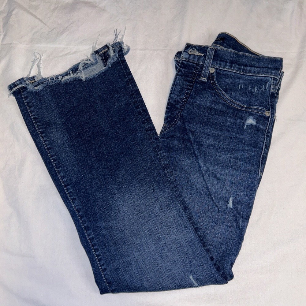 Lucky‎ brand high-rise crop mini boot Bridgette women's size 0/25R dark wash raw